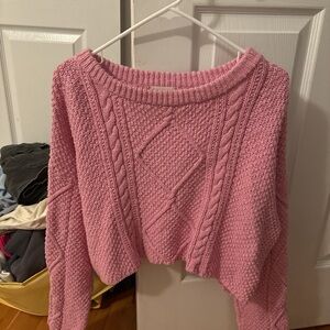 Pink Cable Knit Sweater